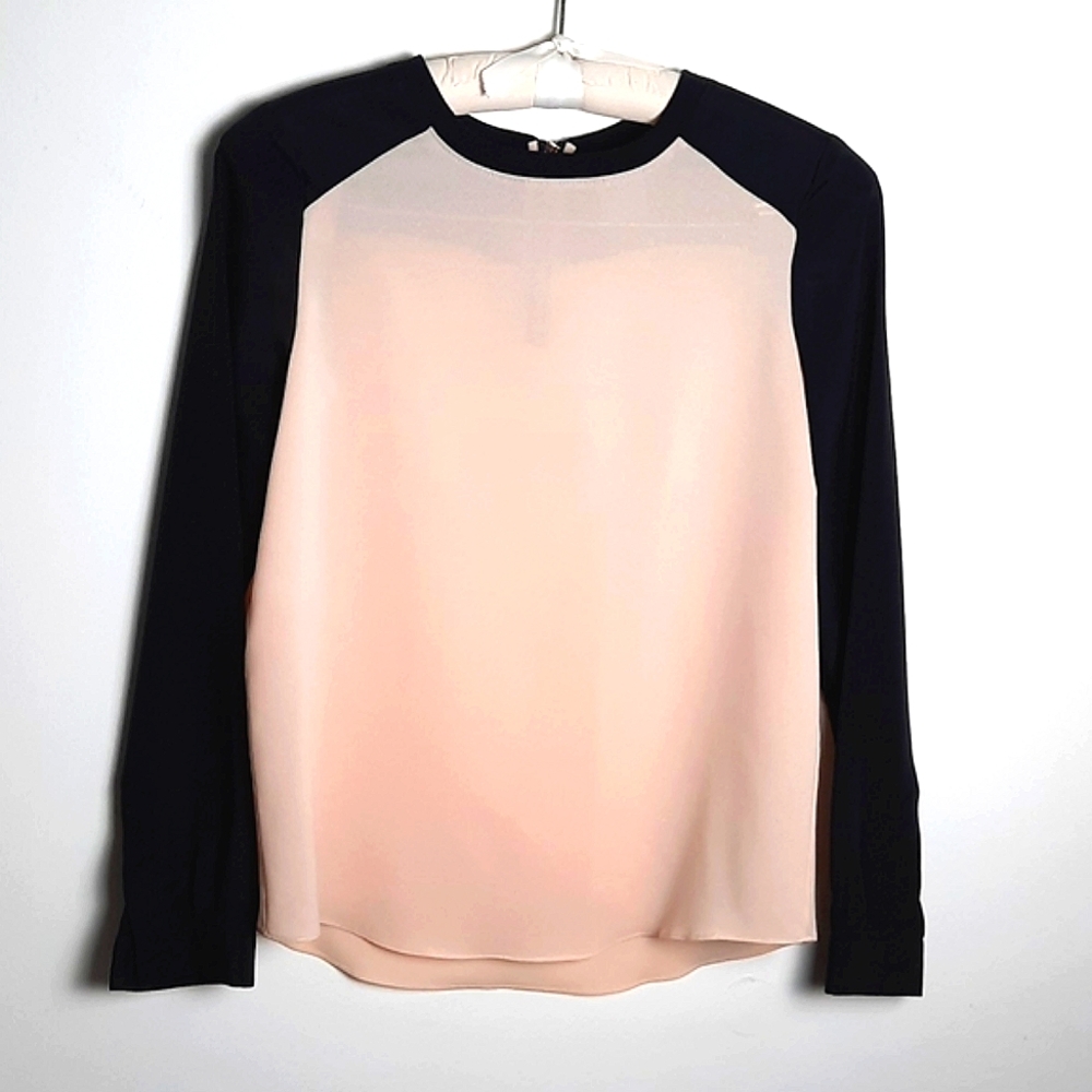 Anne Klein Cream and Black Crew Neck Blouse - Size PP